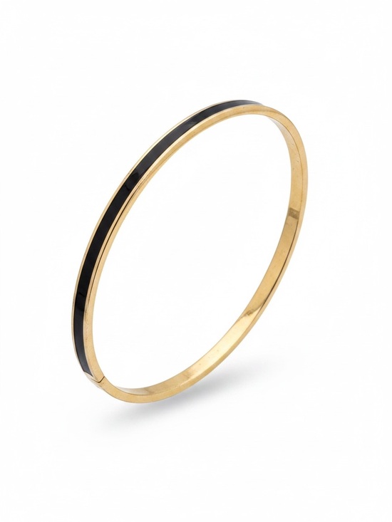 Monet Jewelry - Vintage Monet Gold-Tone Black Enamel Bangle Bracelet